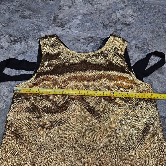J.Crew Collection Metallic Gold Black Evening Blouse Tank Top Size XS - Picture 5 of 7